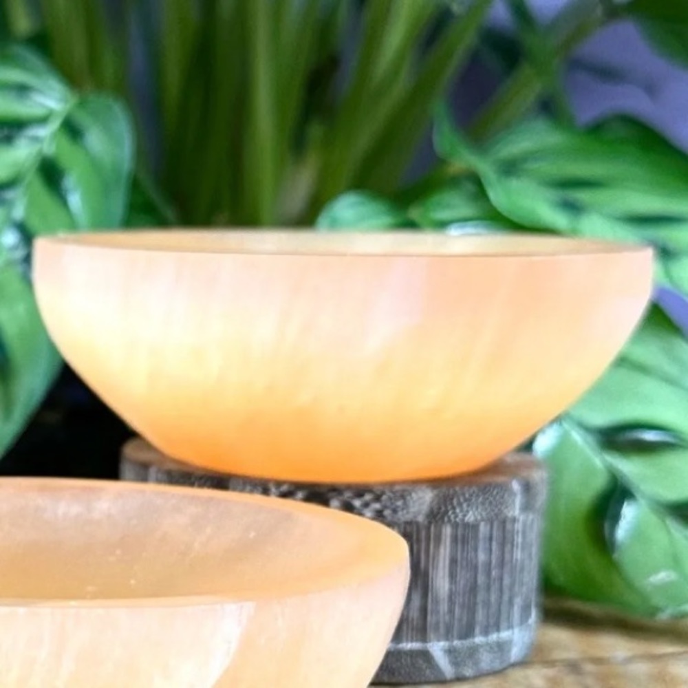 Quality orange selenite bowls 4”